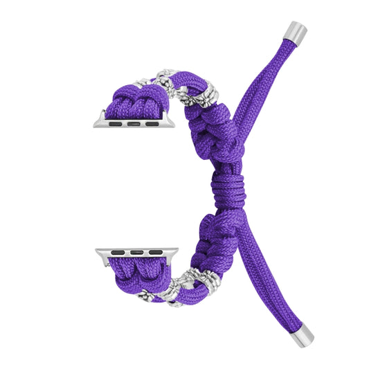 For Apple Watch Ultra 49mm Chrysanthemum Beads Paracord Braided Watch Band(Purple) - Watch Bands by PMC Jewellery | Online Shopping South Africa | PMC Jewellery | Buy Now Pay Later Mobicred