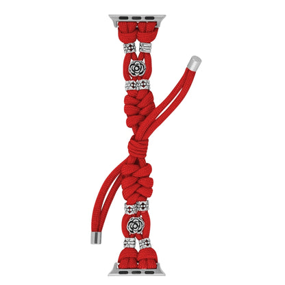 For Apple Watch Ultra 49mm Chrysanthemum Beads Paracord Braided Watch Band(Red) - Watch Bands by PMC Jewellery | Online Shopping South Africa | PMC Jewellery | Buy Now Pay Later Mobicred