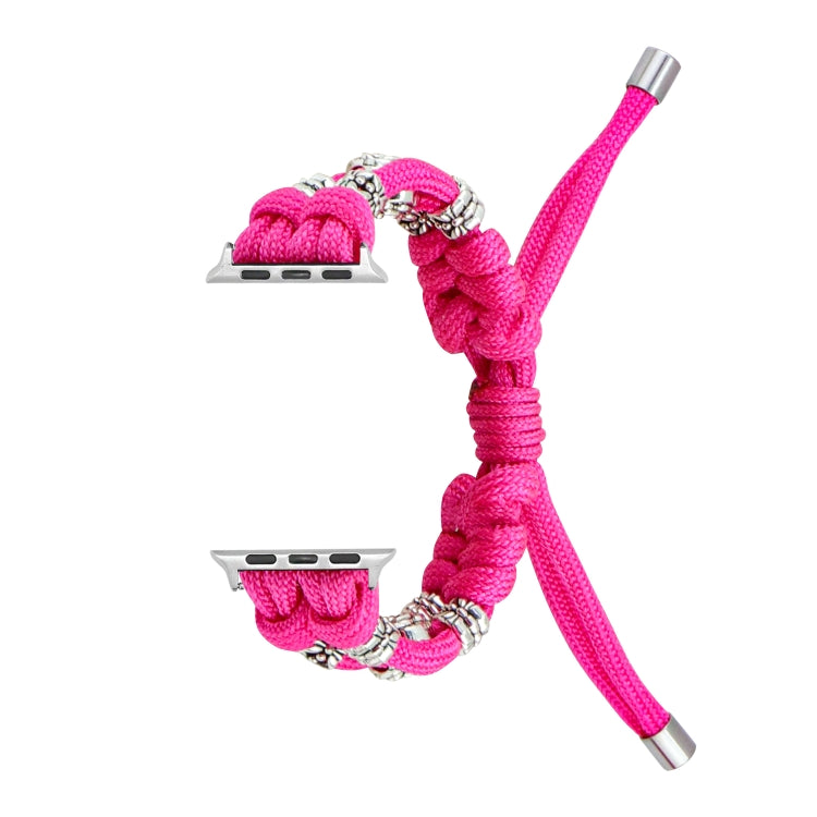 For Apple Watch Ultra 49mm Chrysanthemum Beads Paracord Braided Watch Band(Rose Red) - Watch Bands by PMC Jewellery | Online Shopping South Africa | PMC Jewellery | Buy Now Pay Later Mobicred