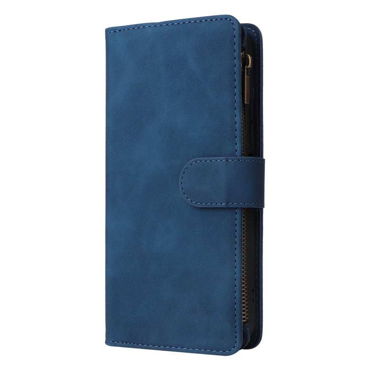 For Xiaomi Redmi 13C 4G Global Multifunctional Frosted Zipper Wallet Leather Phone Case(Blue) - 13C Cases by PMC Jewellery | Online Shopping South Africa | PMC Jewellery | Buy Now Pay Later Mobicred