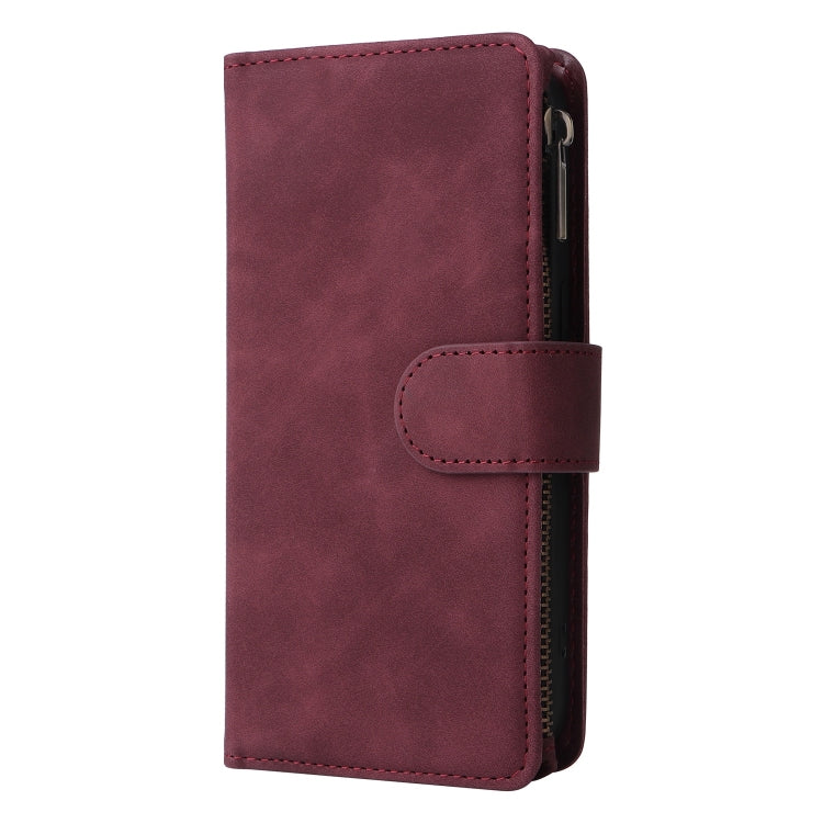 For Xiaomi 13T / 13T Pro Multifunctional Frosted Zipper Wallet Leather Phone Case(Wine Red) - Xiaomi Cases by PMC TechLife | Online Shopping South Africa | PMC TechLife | Buy Now Pay Later Mobicred