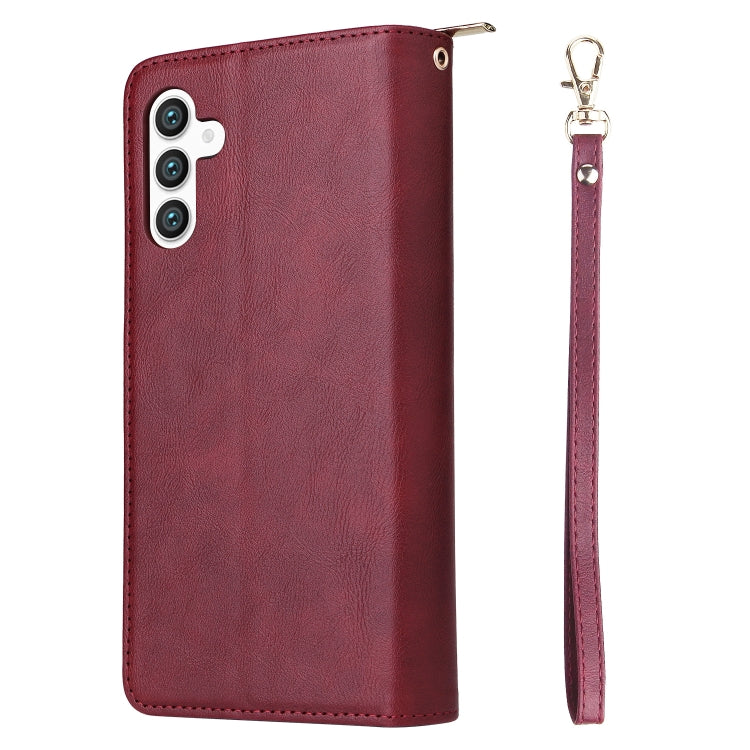 For Samsung Galaxy S24+ 5G 9-Card Slots Zipper Wallet Bag Leather Phone Case(Wine Red) - Galaxy S24+ 5G Cases by PMC Jewellery | Online Shopping South Africa | PMC Jewellery | Buy Now Pay Later Mobicred