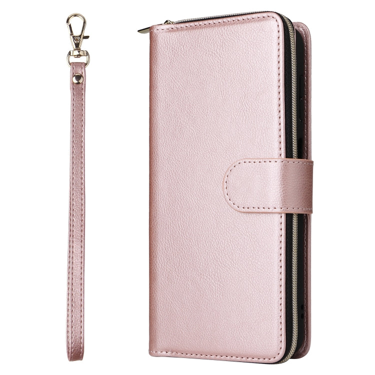 For Samsung Galaxy S24 5G 9-Card Slots Zipper Wallet Bag Leather Phone Case(Rose Gold) - Galaxy S24 5G Cases by PMC Jewellery | Online Shopping South Africa | PMC Jewellery | Buy Now Pay Later Mobicred