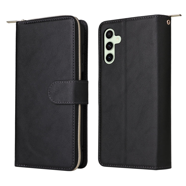 For Samsung Galaxy S24 FE 5G 9-Card Slots Zipper Wallet Bag Leather Phone Case(Black) - Galaxy S24 FE 5G Cases by PMC Jewellery | Online Shopping South Africa | PMC Jewellery | Buy Now Pay Later Mobicred