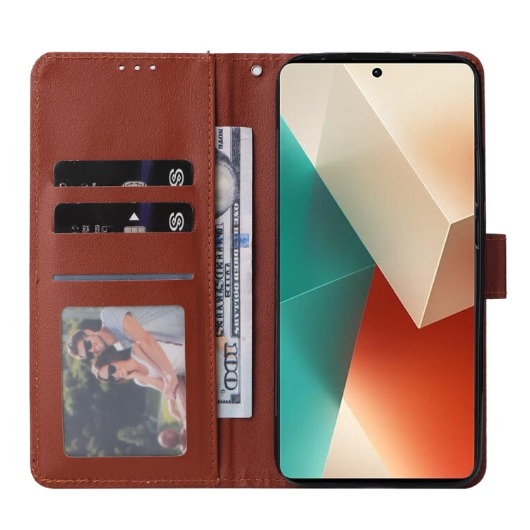 For Xiaomi Redmi Note 13 5G Multifunctional Horizontal Flip Leather Phone Case with Three Card Slot(Brown) - Note 13 Cases by PMC Jewellery | Online Shopping South Africa | PMC Jewellery | Buy Now Pay Later Mobicred