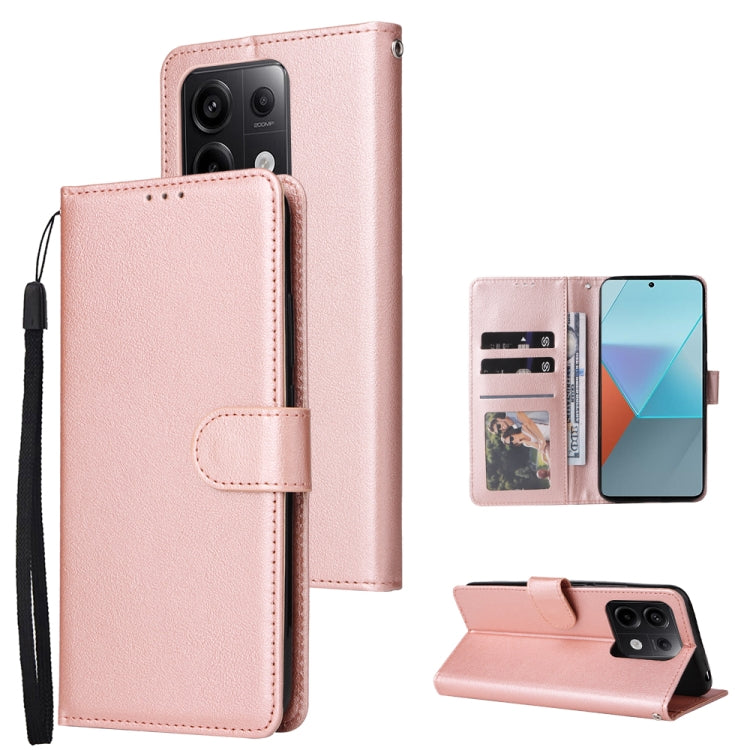 For Xiaomi Redmi Note 13 Pro 5G Multifunctional Horizontal Flip Leather Phone Case with Three Card Slot(Rose Gold) - Note 13 Pro Cases by PMC Jewellery | Online Shopping South Africa | PMC Jewellery | Buy Now Pay Later Mobicred