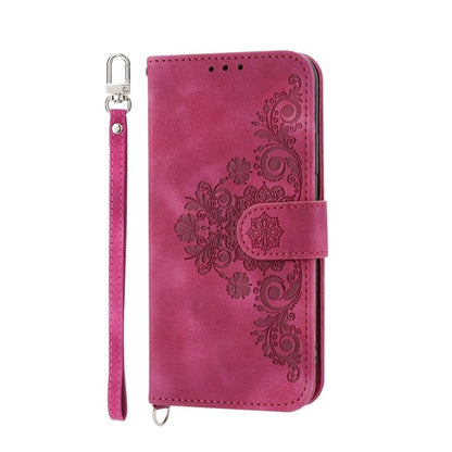 For Google Pixel 9 Skin-feel Flowers Embossed Wallet Leather Phone Case(Wine Red) - Google Cases by PMC Jewellery | Online Shopping South Africa | PMC Jewellery | Buy Now Pay Later Mobicred