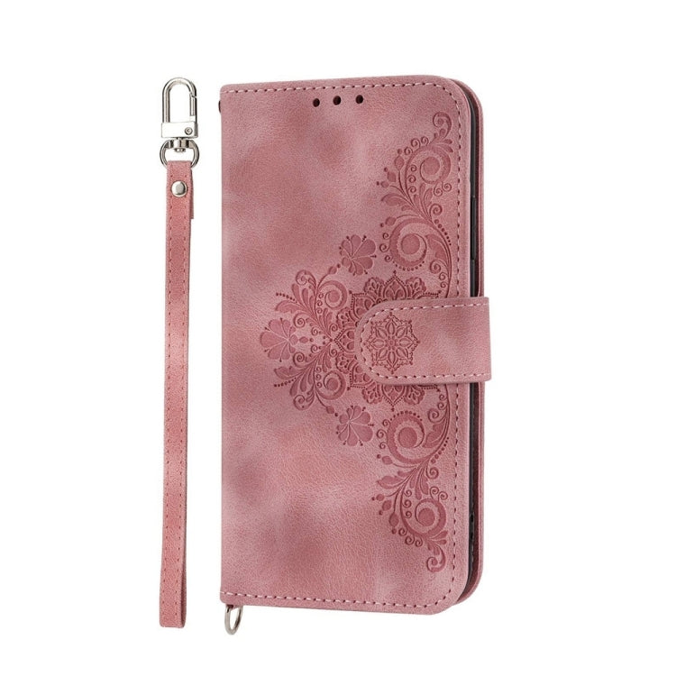 For Google Pixel 9 Pro Skin-feel Flowers Embossed Wallet Leather Phone Case(Pink) - Google Cases by PMC Jewellery | Online Shopping South Africa | PMC Jewellery | Buy Now Pay Later Mobicred