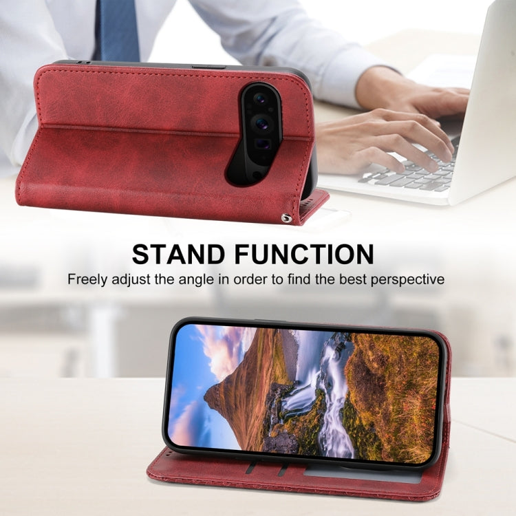 For Google Pixel 9 Pro Cubic Grid Calf Texture Magnetic Leather Phone Case(Red) - Google Cases by PMC Jewellery | Online Shopping South Africa | PMC Jewellery | Buy Now Pay Later Mobicred