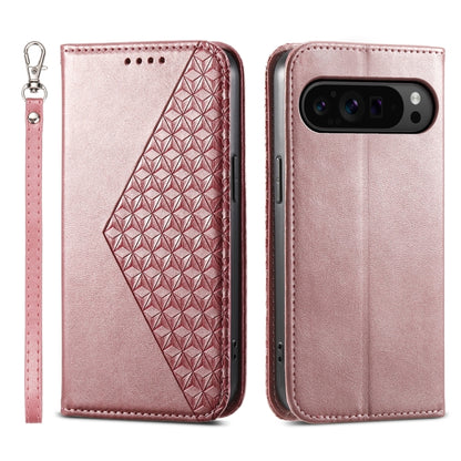 For Google Pixel 9 Pro Cubic Grid Calf Texture Magnetic Leather Phone Case(Rose Gold) - Google Cases by PMC Jewellery | Online Shopping South Africa | PMC Jewellery | Buy Now Pay Later Mobicred