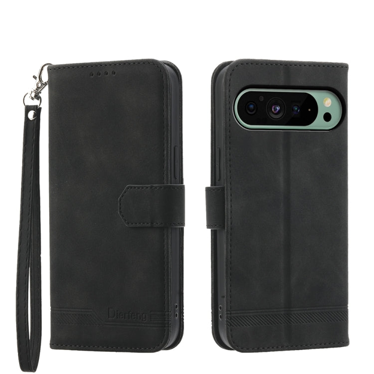 For Google Pixel 9 Dierfeng Dream Line TPU + PU Leather Phone Case(Black) - Google Cases by PMC Jewellery | Online Shopping South Africa | PMC Jewellery | Buy Now Pay Later Mobicred