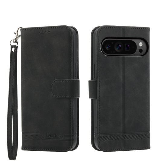 For Google Pixel 9 Pro Dierfeng Dream Line TPU + PU Leather Phone Case(Black) - Google Cases by PMC Jewellery | Online Shopping South Africa | PMC Jewellery | Buy Now Pay Later Mobicred