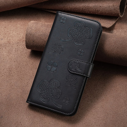 For vivo Y27 4G Four-leaf Embossed Leather Phone Case(Black) - vivo Cases by PMC Jewellery | Online Shopping South Africa | PMC Jewellery