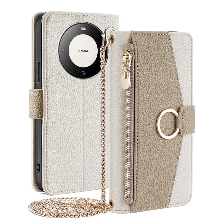 For Huawei Mate 60 Pro / Mate 60 Pro+ Crossbody Litchi Texture Leather Phone Case(White) - Huawei Cases by PMC TechLife | Online Shopping South Africa | PMC TechLife | Buy Now Pay Later Mobicred