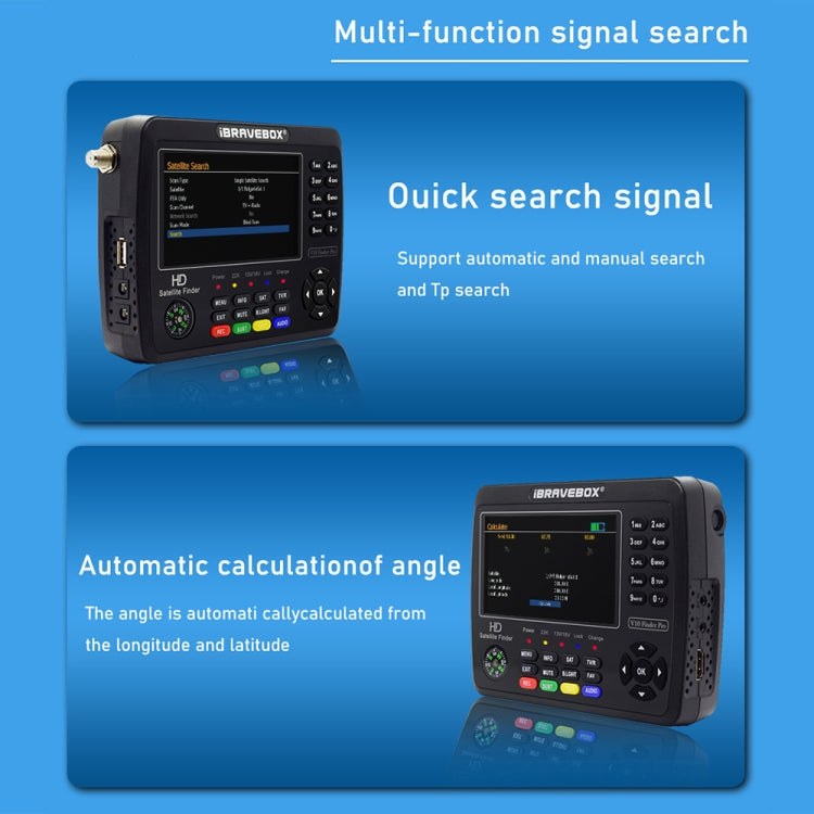iBRAVEBOX V10 Finder Max 4.3 inch Display Digital Satellite Meter Signal Finder, Support DVB-S/S2/S2X, Plug Type:UK Plug(Black) - Satellite Finder by PMC TechLife | Online Shopping South Africa | PMC TechLife | Buy Now Pay Later Mobicred