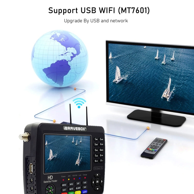 iBRAVEBOX V10 Finder Max 4.3 inch Display Digital Satellite Meter Signal Finder, Support DVB-S/S2/S2X, Plug Type:AU Plug(Black) - Satellite Finder by PMC TechLife | Online Shopping South Africa | PMC TechLife | Buy Now Pay Later Mobicred