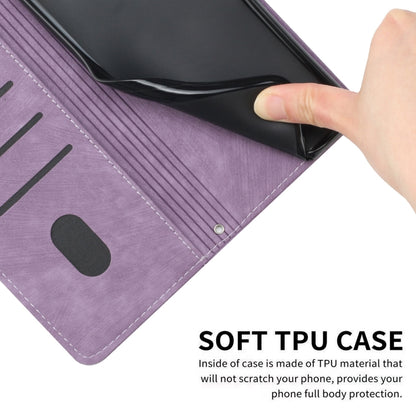 For Tecno Spark Go 2024 / POP 8 Skin Feel Stripe Pattern Leather Phone Case with Long Lanyard(Purple) - Tecno Cases by PMC Jewellery | Online Shopping South Africa | PMC Jewellery | Buy Now Pay Later Mobicred