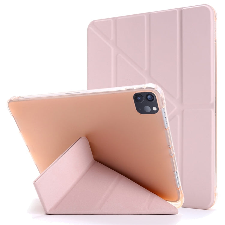 For iPad Air 13 2024 / Pro 12.9 2022 / 2021 Multi-folding TPU Leather Tablet Case with Holder & Pen Slot(Gold) - iPad Pro 12.9 (2018) Cases by PMC TechLife | Online Shopping South Africa | PMC TechLife | Buy Now Pay Later Mobicred