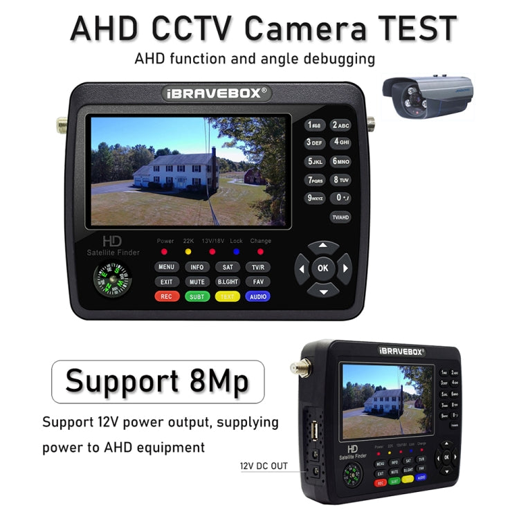 iBRAVEBOX V10 Finder Max+ 4.3 inch Display Digital Satellite Meter Signal Finder, Support DVB-S/S2/S2X AHD, Plug Type:US Plug(Black) - Satellite Finder by PMC TechLife | Online Shopping South Africa | PMC TechLife | Buy Now Pay Later Mobicred