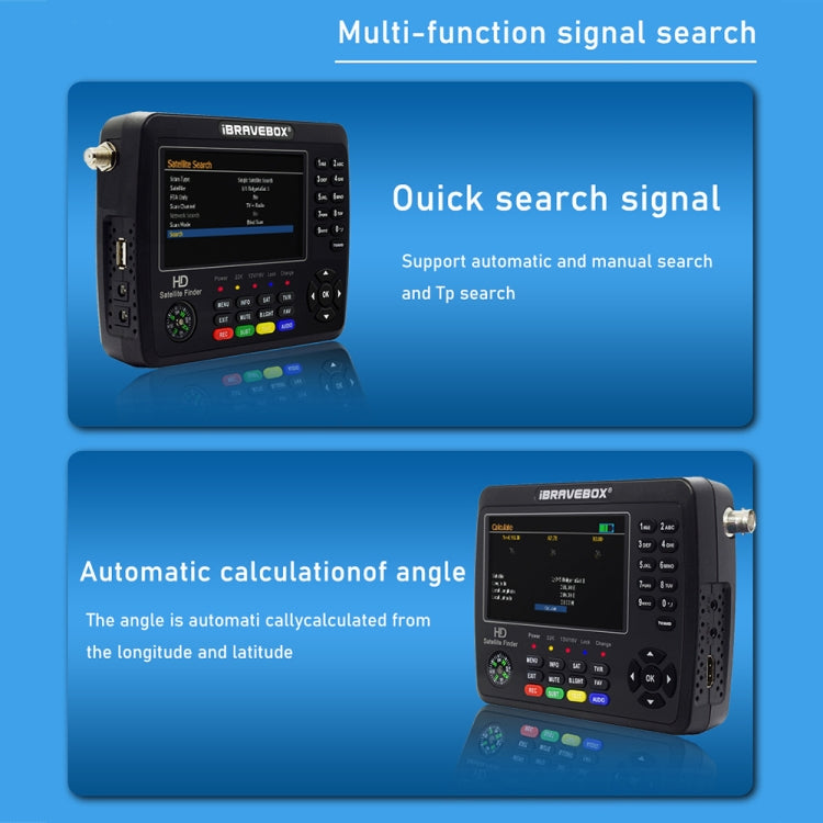 iBRAVEBOX V10 Finder Max+ 4.3 inch Display Digital Satellite Meter Signal Finder, Support DVB-S/S2/S2X AHD, Plug Type:UK Plug(Black) - Satellite Finder by PMC TechLife | Online Shopping South Africa | PMC TechLife | Buy Now Pay Later Mobicred