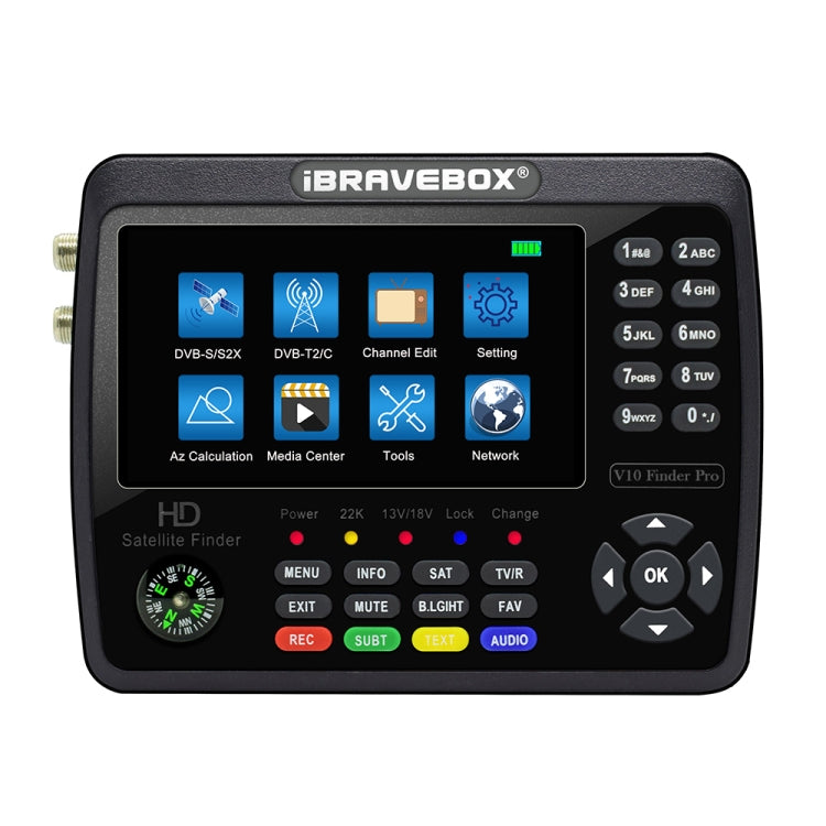 iBRAVEBOX V10 Finder Pro 4.3 inch Display Digital Satellite Meter Signal Finder, Support DVB-S/S2/S2X/T/T2/C, Plug Type:EU Plug(Black) - Satellite Finder by PMC TechLife | Online Shopping South Africa | PMC TechLife | Buy Now Pay Later Mobicred