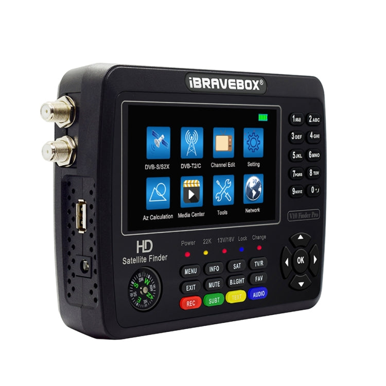 iBRAVEBOX V10 Finder Pro 4.3 inch Display Digital Satellite Meter Signal Finder, Support DVB-S/S2/S2X/T/T2/C, Plug Type:EU Plug(Black) - Satellite Finder by PMC TechLife | Online Shopping South Africa | PMC TechLife | Buy Now Pay Later Mobicred