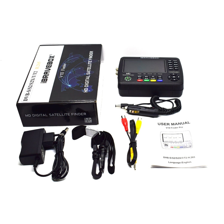 iBRAVEBOX V10 Finder Pro 4.3 inch Display Digital Satellite Meter Signal Finder, Support DVB-S/S2/S2X/T/T2/C, Plug Type:EU Plug(Black) - Satellite Finder by PMC TechLife | Online Shopping South Africa | PMC TechLife | Buy Now Pay Later Mobicred