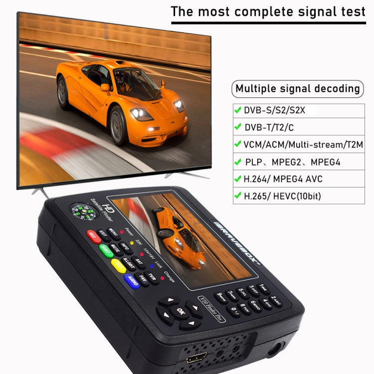 iBRAVEBOX V10 Finder Pro 4.3 inch Display Digital Satellite Meter Signal Finder, Support DVB-S/S2/S2X/T/T2/C, Plug Type:EU Plug(Black) - Satellite Finder by PMC TechLife | Online Shopping South Africa | PMC TechLife | Buy Now Pay Later Mobicred