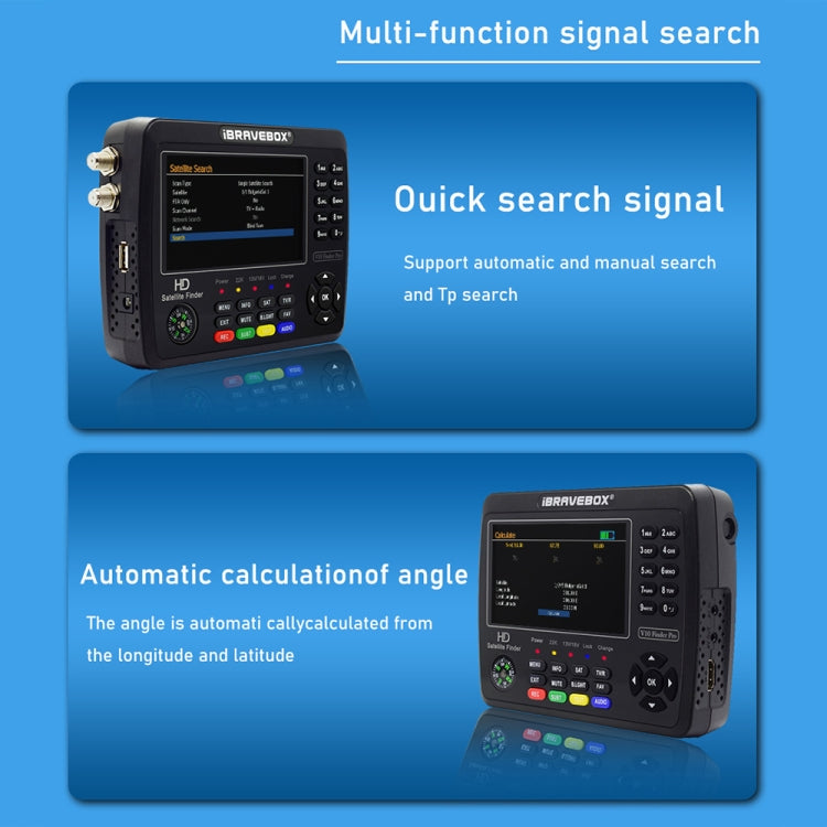 iBRAVEBOX V10 Finder Pro 4.3 inch Display Digital Satellite Meter Signal Finder, Support DVB-S/S2/S2X/T/T2/C, Plug Type:EU Plug(Black) - Satellite Finder by PMC TechLife | Online Shopping South Africa | PMC TechLife | Buy Now Pay Later Mobicred