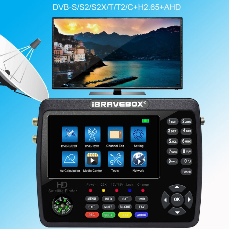 iBRAVEBOX V10 Finder Pro+ 4.3 inch Display Digital Satellite Meter Signal Finder, Support DVB-S/S2/S2X/T/T2/C AHD, Plug Type:EU Plug(Black) - free shipping - PMC TechLife - Order now!