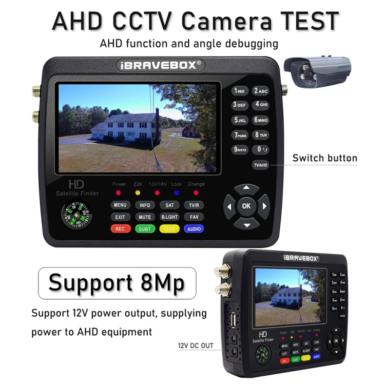 iBRAVEBOX V10 Finder Pro+ 4.3 inch Display Digital Satellite Meter Signal Finder, Support DVB-S/S2/S2X/T/T2/C AHD, Plug Type:UK Plug(Black) - Satellite Finder by PMC TechLife | Online Shopping South Africa | PMC TechLife | Buy Now Pay Later Mobicred