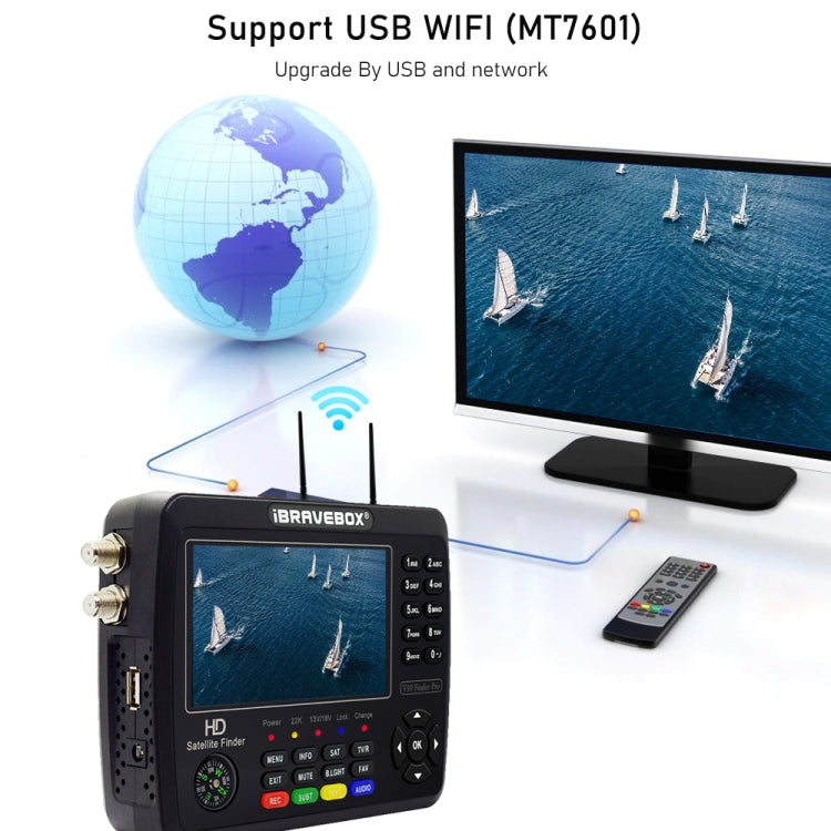 iBRAVEBOX V10 Finder Pro+ 4.3 inch Display Digital Satellite Meter Signal Finder, Support DVB-S/S2/S2X/T/T2/C AHD, Plug Type:EU Plug(Black) - free shipping - PMC TechLife - Order now!