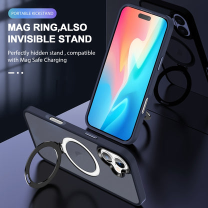 For iPhone 16 Plus MagSafe Holder Skin-feel PC Hybrid TPU Phone Case(Dark Blue) - iPhone 16 Plus Cases by PMC Jewellery | Online Shopping South Africa | PMC Jewellery | Buy Now Pay Later Mobicred