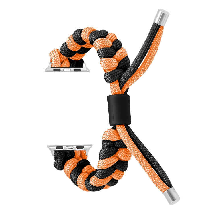 For Apple Watch Ultra 2 49mm Paracord Fishtail Braided Silicone Bead Watch Band(Black Orange) - Watch Bands by PMC Jewellery | Online Shopping South Africa | PMC Jewellery | Buy Now Pay Later Mobicred