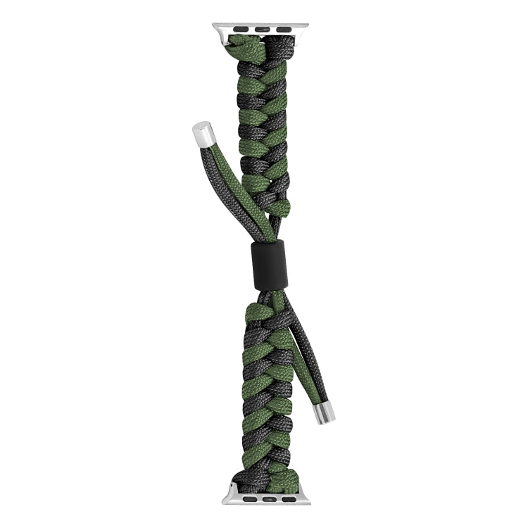 For Apple Watch Ultra 2 49mm Paracord Fishtail Braided Silicone Bead Watch Band(Black Army Green) - Watch Bands by PMC Jewellery | Online Shopping South Africa | PMC Jewellery | Buy Now Pay Later Mobicred