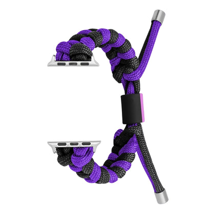 For Apple Watch Ultra 2 49mm Paracord Fishtail Braided Silicone Bead Watch Band(Black Purple) - Watch Bands by PMC Jewellery | Online Shopping South Africa | PMC Jewellery | Buy Now Pay Later Mobicred