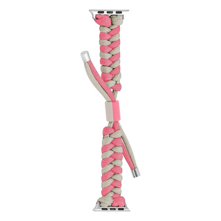 For Apple Watch Ultra 2 49mm Paracord Fishtail Braided Silicone Bead Watch Band(Pink Grey) - Watch Bands by PMC Jewellery | Online Shopping South Africa | PMC Jewellery | Buy Now Pay Later Mobicred