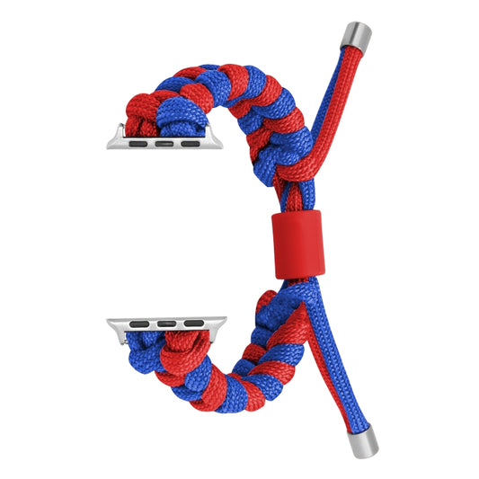 For Apple Watch Ultra 2 49mm Paracord Fishtail Braided Silicone Bead Watch Band(Blue Red) - Watch Bands by PMC Jewellery | Online Shopping South Africa | PMC Jewellery | Buy Now Pay Later Mobicred