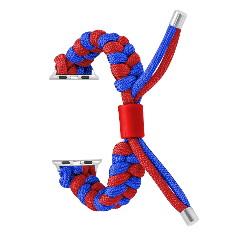 For Apple Watch Ultra 2 49mm Paracord Fishtail Braided Silicone Bead Watch Band(Blue Red) - Watch Bands by PMC Jewellery | Online Shopping South Africa | PMC Jewellery | Buy Now Pay Later Mobicred