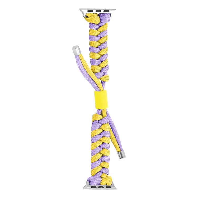 For Apple Watch Ultra 2 49mm Paracord Fishtail Braided Silicone Bead Watch Band(Purple Yellow) - Watch Bands by PMC Jewellery | Online Shopping South Africa | PMC Jewellery | Buy Now Pay Later Mobicred