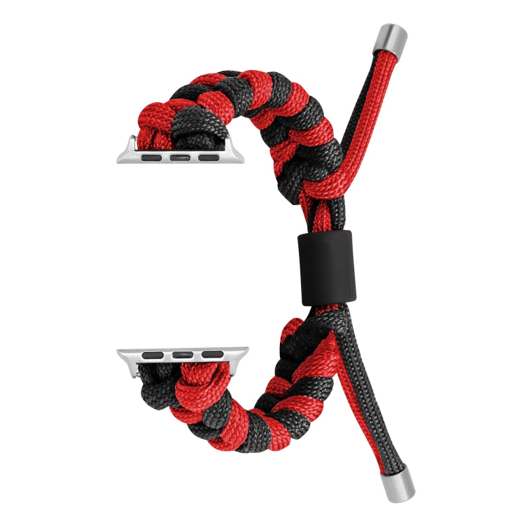 For Apple Watch Ultra 49mm Paracord Fishtail Braided Silicone Bead Watch Band(Black Red) - Watch Bands by PMC Jewellery | Online Shopping South Africa | PMC Jewellery | Buy Now Pay Later Mobicred