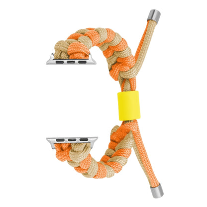 For Apple Watch Ultra 49mm Paracord Fishtail Braided Silicone Bead Watch Band(Orange Yellow) - Watch Bands by PMC Jewellery | Online Shopping South Africa | PMC Jewellery | Buy Now Pay Later Mobicred