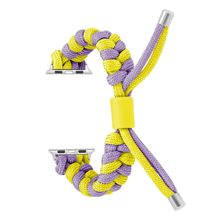 For Apple Watch Ultra 49mm Paracord Fishtail Braided Silicone Bead Watch Band(Purple Yellow) - Watch Bands by PMC Jewellery | Online Shopping South Africa | PMC Jewellery | Buy Now Pay Later Mobicred