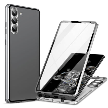 For Samsung Galaxy S24 5G HD Full Cover Magnetic Metal Tempered Glass Phone Case(Silver) - Galaxy S24 5G Cases by PMC Jewellery | Online Shopping South Africa | PMC Jewellery | Buy Now Pay Later Mobicred