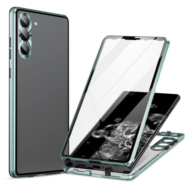 For Samsung Galaxy S24+ 5G HD Full Cover Magnetic Metal Tempered Glass Phone Case(Green) - Galaxy S24+ 5G Cases by PMC Jewellery | Online Shopping South Africa | PMC Jewellery | Buy Now Pay Later Mobicred