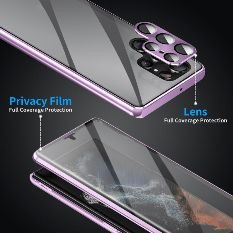 For Samsung Galaxy S25 Ultra 5G HD Full Cover Magnetic Metal Tempered Glass Phone Case(Silver) - Galaxy S25 Ultra 5G Cases by PMC TechLife | Online Shopping South Africa | PMC TechLife | Buy Now Pay Later Mobicred