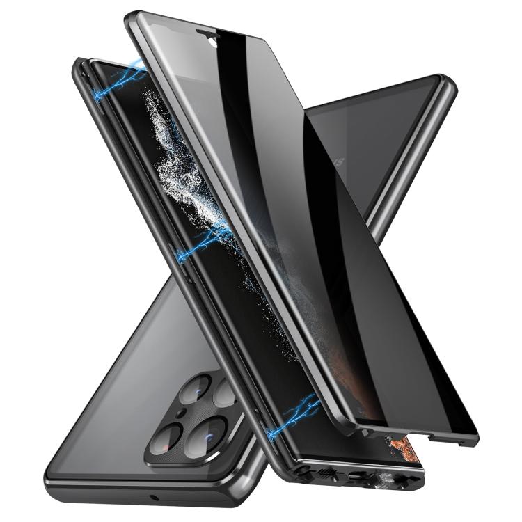 For Samsung Galaxy S25 Ultra 5G Privacy Full Cover Magnetic Metal Tempered Glass Phone Case(Black) - Galaxy S25 Ultra 5G Cases by PMC TechLife | Online Shopping South Africa | PMC TechLife | Buy Now Pay Later Mobicred