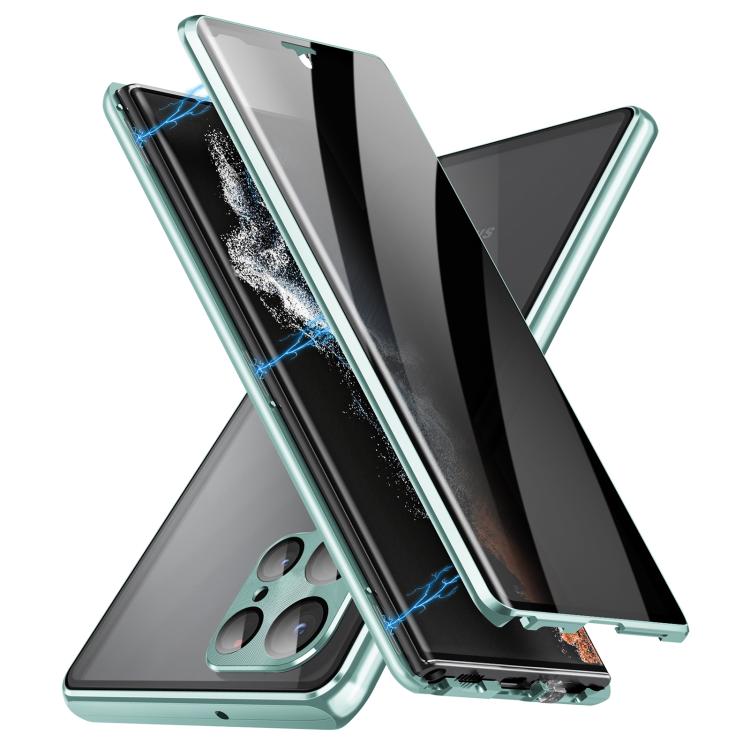 For Samsung Galaxy S25 Ultra 5G Privacy Full Cover Magnetic Metal Tempered Glass Phone Case(Green) - Galaxy S25 Ultra 5G Cases by PMC TechLife | Online Shopping South Africa | PMC TechLife | Buy Now Pay Later Mobicred