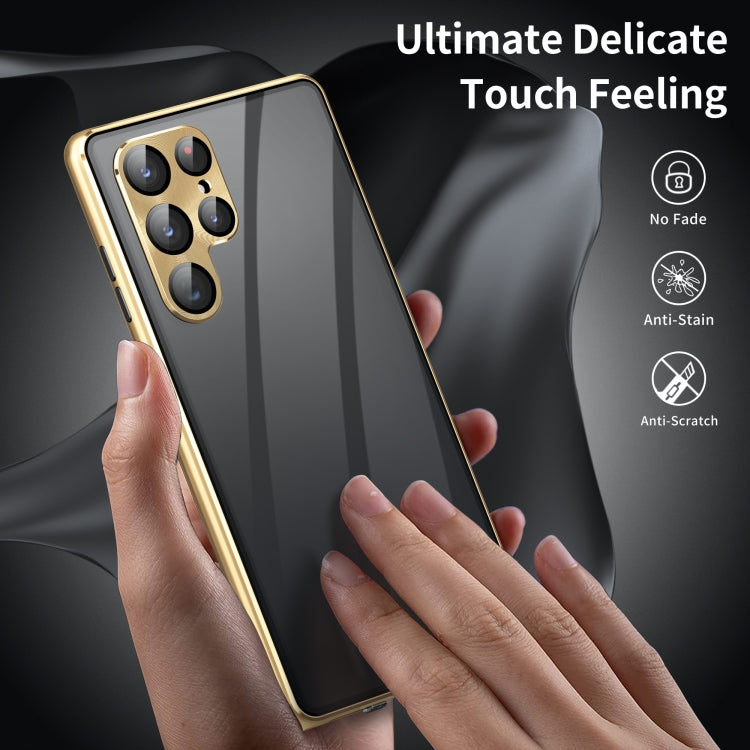For Samsung Galaxy S25 Ultra 5G Privacy Full Cover Magnetic Metal Tempered Glass Phone Case(Silver) - free shipping - PMC TechLife - Order now!