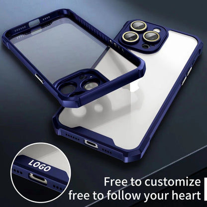 For iPhone 16 Plus Shockproof Acrylic Phone Case with Lens Glass Film(Blue) - iPhone 16 Plus Cases by PMC Jewellery | Online Shopping South Africa | PMC Jewellery | Buy Now Pay Later Mobicred